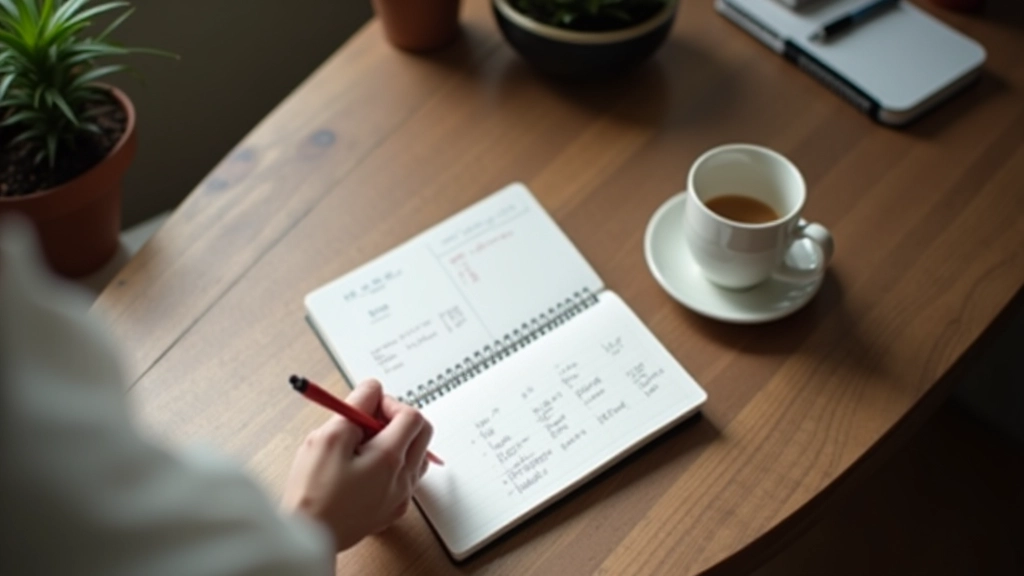 Someone tracking daily expenses in a journal